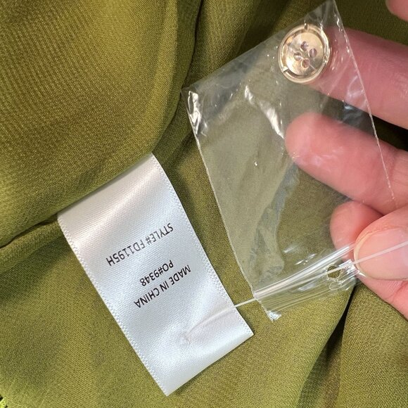 VICI Lorraine Satin Cutout Plisse Midi Dress Chartreuse Green Textured Medium - Picture 15 of 15